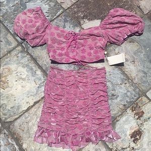 For Love and Lemons Velvet Crop Top and Skirt